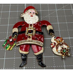 Lunch at the Ritz Articulated Santa Brooch LATR TO GO  Holiday Brooch 3.5"